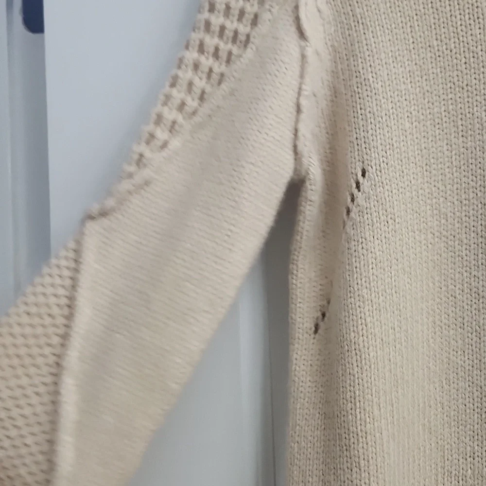 Sam Edelman Womens Sweater Long Sleeve Cream Wool Blend Side Slits. SZ Medium - Picture 4 of 13